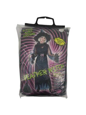 VTG Fun World Feather Witch Women One Size 4-14 OSFM 5 Piece Adult Costume NEW